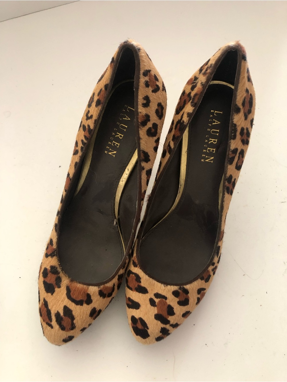 Lauren Ralph Lauren Leopard-Print Pointed Pumps in Tan and Black 9 1/2B